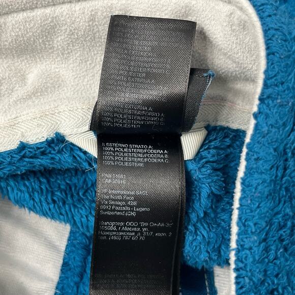 North Face Teal Blue Long Sleeve Zip Up Pockets Fleece Sweater Jacket Small - Picture 8 of 15